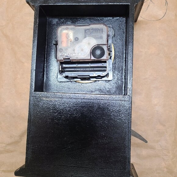 Hand Painted Checks Clock Black White Checkered Frame Clock with Pink Rose Decor - Picture 10 of 10